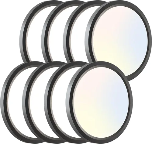 Miniatura 15 de Zemty Paquete de 8 lámparas de techo LED de montaje empotrado de 12 pulgadas, lámpara de techo súper delgada de 28 W 3200 lm, lámpara de techo Negro