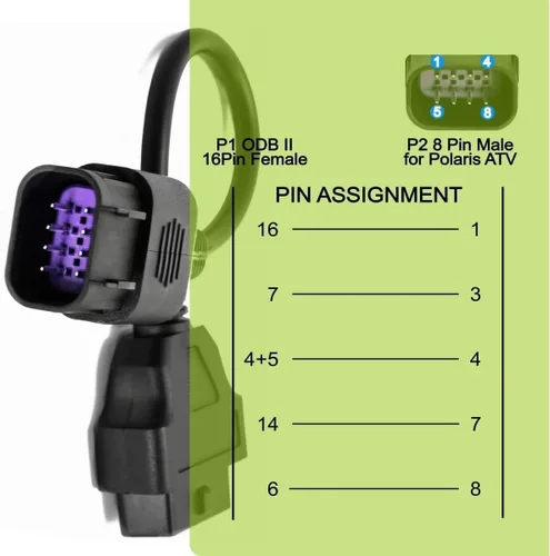 Miniatura 4 de OBD 8 Pin a 16 Pin Cable de motocicleta OBD2 Motorrad Adaptador 8Pin Polaris Slingshot Moto RZR Ranger General Sportsman ACE para ATV Herramienta