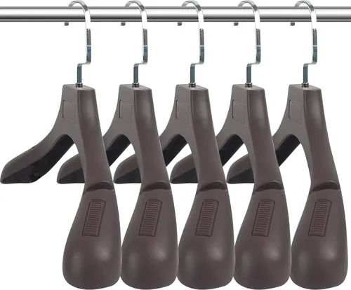 Miniatura 16 de DEDU Perchas de traje para hombres, paquete de 40 perchas extra anchas antideslizantes de ancho 17.7 pulgadas, perchas de plástico grueso negro