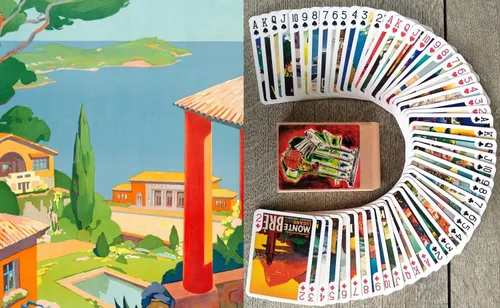 Miniatura 5 de Carteles de aviación vintage para jugar a las cartas (baraja de póquer 54 cartas todas diferentes) Carteles de viaje retro vintage Avia avión azafata