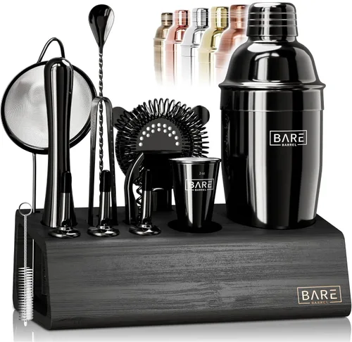 Miniatura 10 de BARE BARREL Mixology Bartender Kit Bar Set Juego de coctelera de 14 piezas Herramientas de mezcla de Martini Barware para el hogar Incluye 35