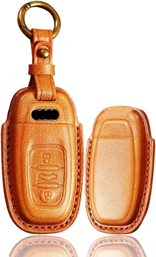 Miniatura 15 de ontto Funda de cuero para llave de entrada sin llave con protección completa, compatible con Audi A4 Q7 Q5 TT A3 A6 negro (tipo A)
