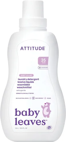 ATTITUDE Detergente para la ropa de bebé, Verificado por EWG, Fórmula a base de plantas y minerales, Compatible con lavadoras de alta eficiencia