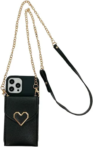 CrossBody - Funda tipo cartera compatible con Samsung Galaxy A12 5G, funda de cuero para tarjetas, funda de silicona suave con correa larga dorada