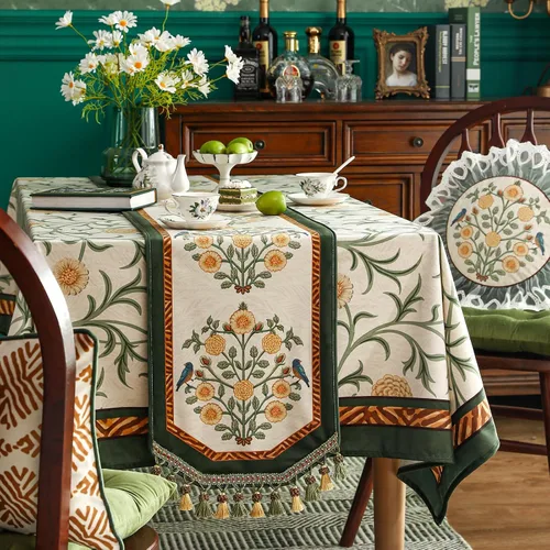 Miniatura 8 de patdrea Camino de mesa de terciopelo francés estilo granja para decoración del hogar, cocina, comedor, fiestas, cenas familiares, boda 12"*63