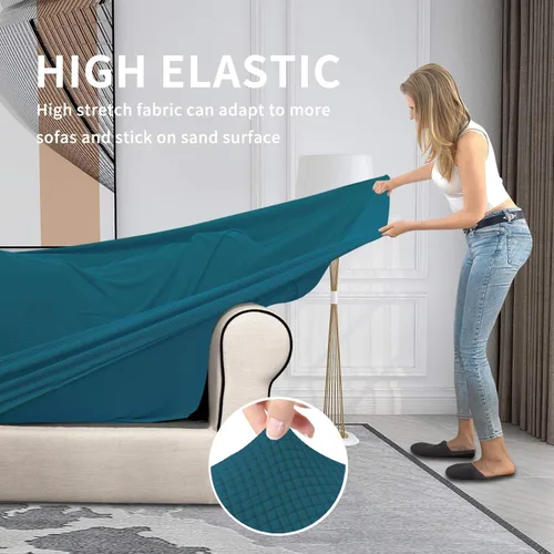 Miniatura 4 de Easy-Going Funda elástica de sofá de 3 piezas para perros, funda de sofá lavable para 2 cojines separados, tela jacquard de elastano, protector