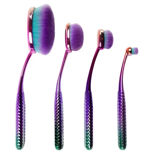 MODA Prismatic - Juego de 4 brochas de maquillaje para perfeccionar la cara, filamentos sintéticos ultrasuaves para base sin costuras, mezcla de