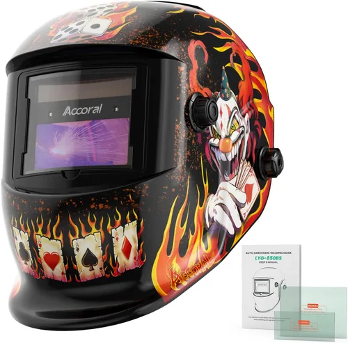 Miniatura 13 de 1/1/1/1 Casco de soldadura con oscurecimiento automático de visualización amplia, color real, funciona con energía solar, con sombra ancha