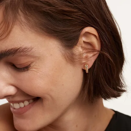 Miniatura 3 de VACRONA - Aretes tipo arracadas para mujer, chapados en oro de 14 quilates, diseño de aro de arracada