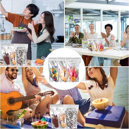 Miniatura 7 de 200 PCS Candy Bags, Sealable Heavy Duty Clear Mylar Food Storage Bags, Container Sets, Plastic Zipper Food Coffee Candy Storage, Refoldable Bags And