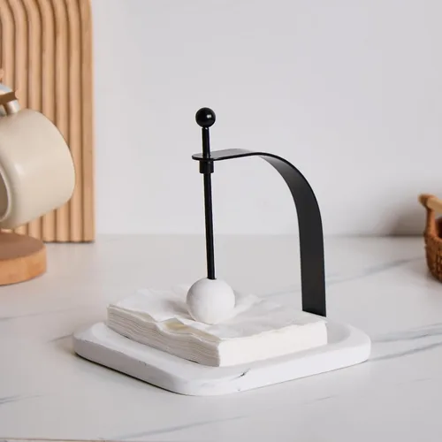 Miniatura 6 de Servilletero de mármol blanco – Servilletero cuadrado decorativo de papel y toallero para cocina, restaurante, baño, organizador de mesa de resina