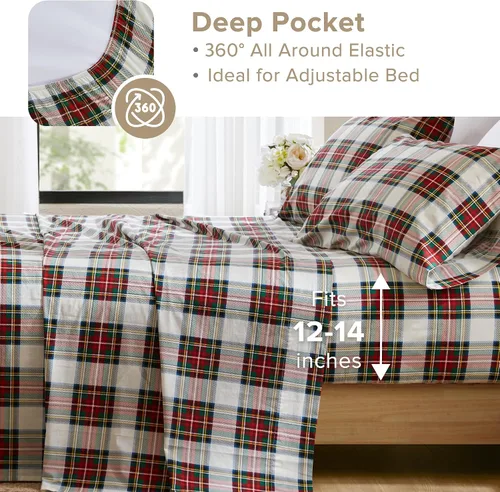Miniatura 103 de Comfort Spaces Sábanas 100% algodón tamaño King, transpirables, naturalmente frescas, sábanas de algodón suave con bolsillo elástico de 14 pulgadas