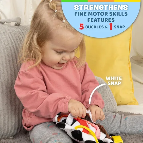 Miniatura 2 de Buckle Toys Bessie - Juguete de aprendizaje para niños pequeños Viaje en avión esencial, desarrollar habilidades motoras, resolución de problemas