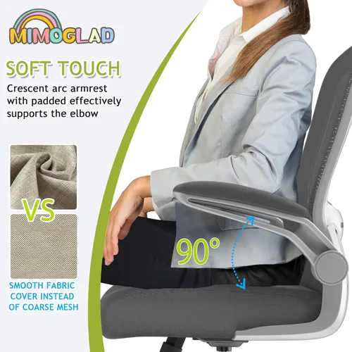 Miniatura 8 de Mimoglad Silla de Oficina para el Hogar, Silla de Escritorio con Respaldo Alto, Silla Ergonómica de Malla para Computadora con Soporte Lumbar Gris