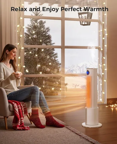 Miniatura 8 de Calentador de espacio con humidificador, calentadores de torre portátiles para uso en interiores, control remoto, termostato ajustable, 3 modos