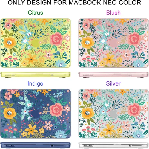 Miniatura 4 de TWOLSKOO Funda para MacBook Neo de 13 pulgadas 2026 A3404 A18 Pro Chip, funda rígida de plástico con adaptador tipo C, 2 fundas para cámara web