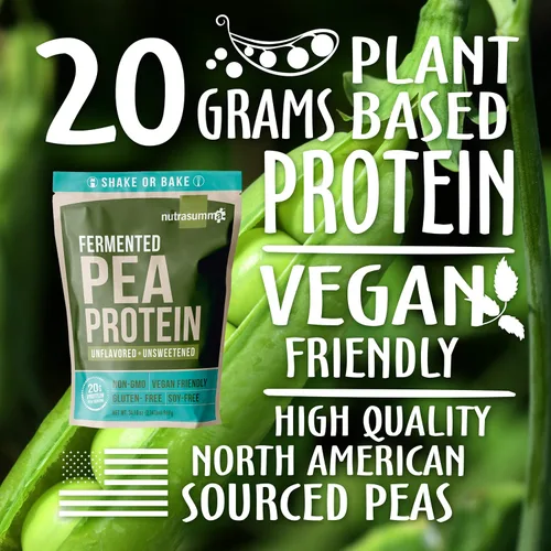 Miniatura 2 de Nutrasumma Polvo de proteína de guisante, sin sabor y sin azúcar, vegano, 100% a base de plantas, sin OMG, sin gluten y sin soja, 2.14 libras