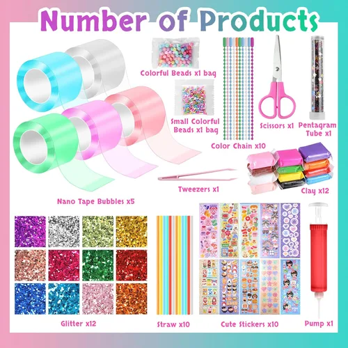 Miniatura 4 de Needbrock Kit de 5 unidades de nano cinta de burbujas, 3.3 ft/3.28 pies cada rollo de nano cinta de burbujas de doble cara con purpurina de lujo