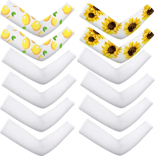 Geyoga 6 pares de mangas de brazo de sublimación, protección solar UV, mangas de enfriamiento en blanco para deportes, fútbol, baloncesto, mujeres,