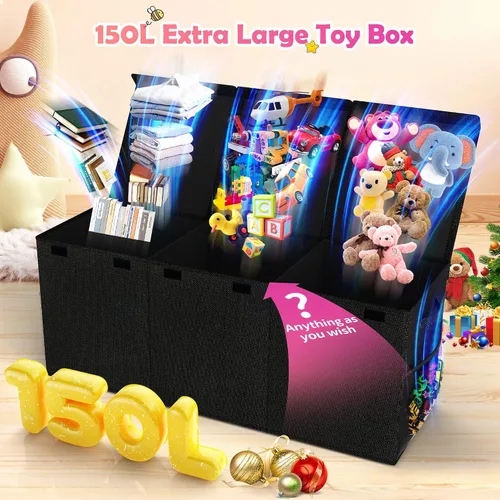 Miniatura 2 de Mabahoo Caja de juguetes extra grande, plegable y resistente para niños y niñas, 40 x 14 x 16 pulgadas, organizador de almacenamiento para niños