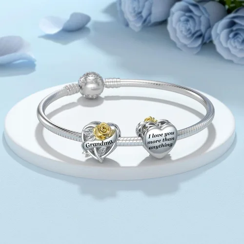 Miniatura 2 de DALARAN Abalorios de plata de ley 925 para madre, hija, hermana, esposa, amiga, abuela, abalorios para pulsera y collar