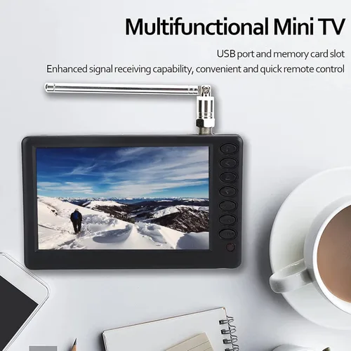 Miniatura 3 de Televisor digital portátil ATSC HD TFT LED - Mini TV de 5 pulgadas con control remoto, 1080P, batería recargable, soporte para tarjeta USB y TF, 5