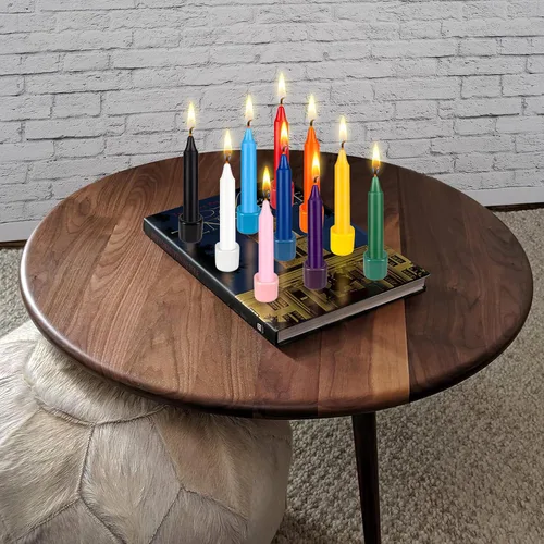 Miniatura 4 de Mega Candles 10 piezas Velas Cónicas Mini Exquisitas de Colores Surtidos Sin Aroma, 4 Pulgadas de Alto x 3/4 Pulgadas de Diámetro, Campanillas