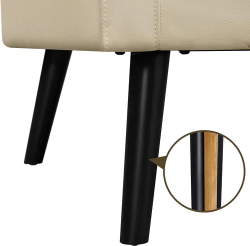 Miniatura 9 de Topeakmart Silla decorativa de mediados de siglo, moderna y acogedora silla de sofá de piel sintética con cojín grueso y patas de madera resistentes