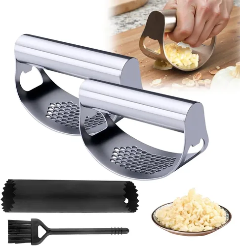 Miniatura 9 de Prensador de Ajo Basculante, NUEVO 2025 Picador de Ajo de Acero Inoxidable Triturador de Ajo con Pelador, Fácil de Limpiar y Operar, para Cocineros