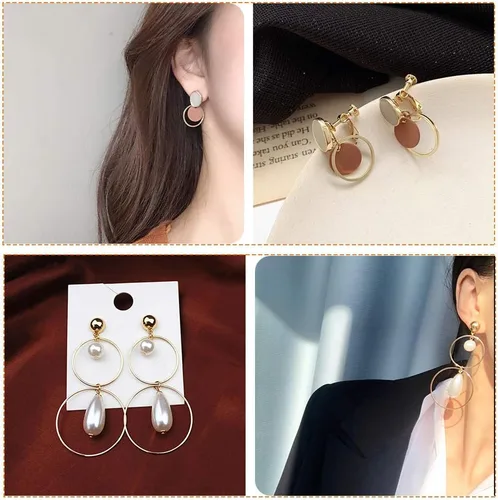Miniatura 6 de 70 Uds., aretes de aro con cuentas, aretes redondos redondos, bisel abierto, marco colgante para fabricación de joyas Dorado