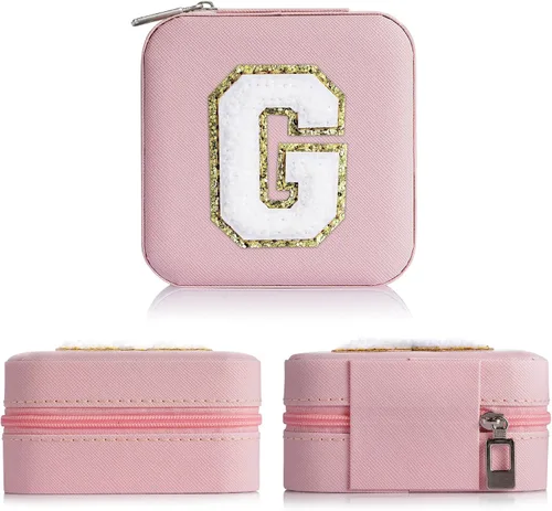 Miniatura 3 de Joyero pequeño para niñas, joyero con inicial de viaje para niñas Caja organizadora de joyas pequeña Joyero de viaje organizador de joyero Mini