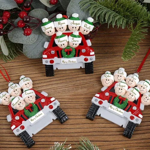 Miniatura 6 de Adornos de Navidad personalizados, adornos de Navidad 2024, adornos grabados personalizados para decoración del árbol de Navidad (Familia de 2)