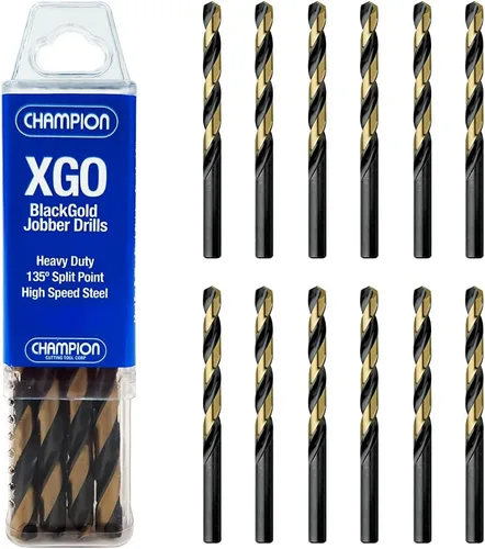 Champion Herramienta de corte Heavy Duty BlackGold Jobber Brocas, punto de división de 135 grados: XGO-1/2 (6 piezas por paquete)-HECHO EN EE. UU