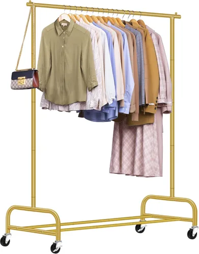 Miniatura 9 de SLEEPING LAMB Percheros de ropa resistentes para colgar ropa, 43 pulgadas de ancho, perchero de ropa rodante de metal con ruedas, perchero de Negro
