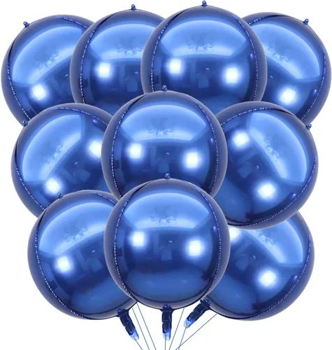 Miniatura 19 de KALOR Globos de papel de aluminio de 22 pulgadas de feliz año nuevo, 10 piezas, globos grandes 4D gigantes redondos de papel de aluminio metálico