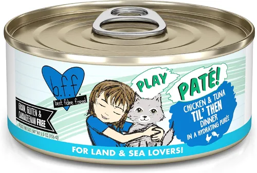 Miniatura 34 de B.F.F. PLAY - Best Feline Friend Paté Lovers, Aw Yeah!, Atún & Chicken Check Please! con atún y pollo, lata de 2.8 onzas (paquete de 12)