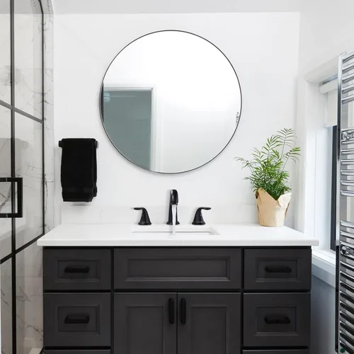 Miniatura 7 de Grifo de baño de amplio alcance, ALEASHA grifo de baño negro mate con desagüe emergente, grifos de lavabo de 3 agujeros para RV/lavabo de camping