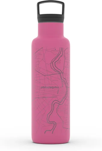 Miniatura 191 de Well Told Botella de agua aislada con mapa de Washington DC grabado, botella de acero inoxidable grabada (21 onzas, blanco) botella aislada de mapa