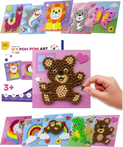 Little Jupiter Arte de pompones de bricolaje, hace 10 piezas de arte, manualidades para niños y niñas de 3 a 5 años, para niños pequeños y bebés,