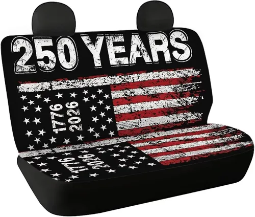 Miniatura 13 de AFPANQZ Funda protectora para asiento trasero de automóvil, con bandera patriótica estadounidense, solo para asiento trasero de automóvil, camión