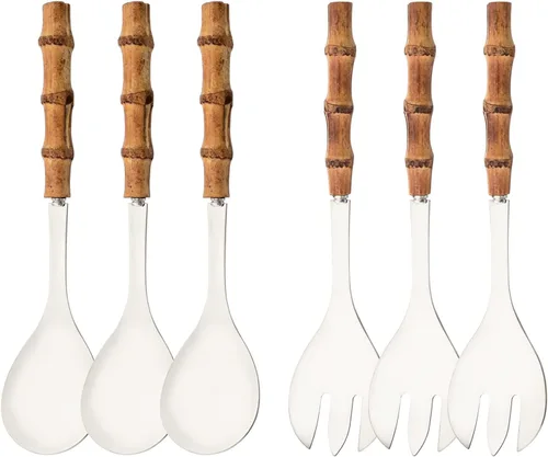 Miniatura 11 de Juego de 6 cucharas y tenedores para servir de 10.0 pulgadas, incluye 3 cucharas grandes y 3 tenedores grandes, utensilios de servir de acero