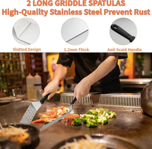 Miniatura 3 de Juego de herramientas para parrilla de barbacoa resistente, kit de accesorios de parrilla de acero inoxidable para asar al aire libre