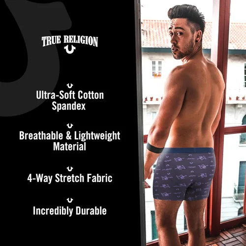 Miniatura 5 de True Religion Calzoncillos tipo bóxer de algodón elástico para hombre, paquete de 4