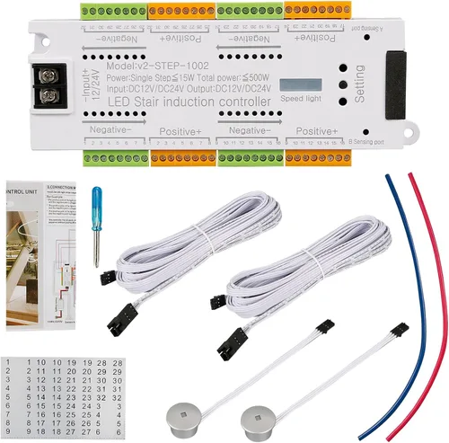 Miniatura 7 de Controlador de luz de escalera LED con sensor de movimiento, controlador de iluminación de escaleras de 32 canales, controlador automático de luz