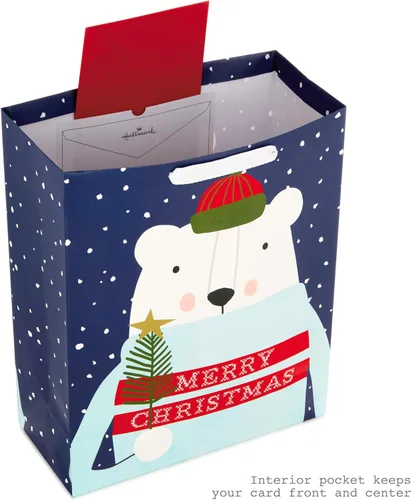Miniatura 4 de Hallmark Bolsa de regalo de Navidad extra grande de 15 pulgadas con papel de seda (Oso Polar de Feliz Navidad) para niños, adultos, compañeros
