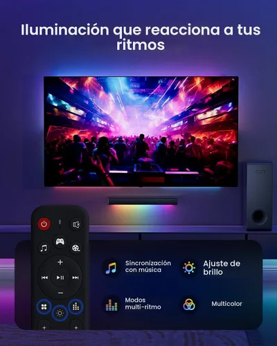 Miniatura 4 de MEREDO Barra de sonido para Smart TV 160W 3.1CH PC Gaming Barra de sonido con subwoofer RGB Iluminación Audio Sincronización Sistema de sonido