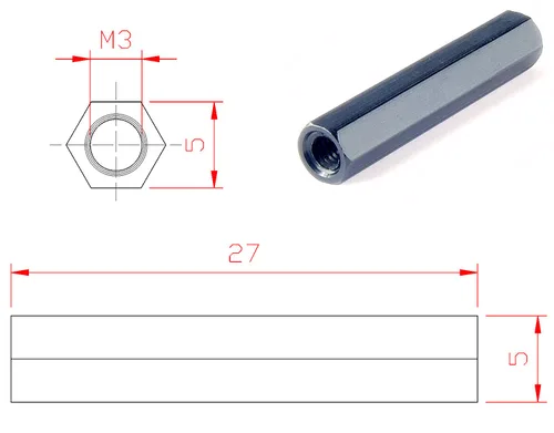 Miniatura 3 de 12 piezas M3 x 0.492 in hexagonal de aluminio separador separador longitud de la columna 0.492 in, 0.394-1.378 in disponible para carreras Drone FPV