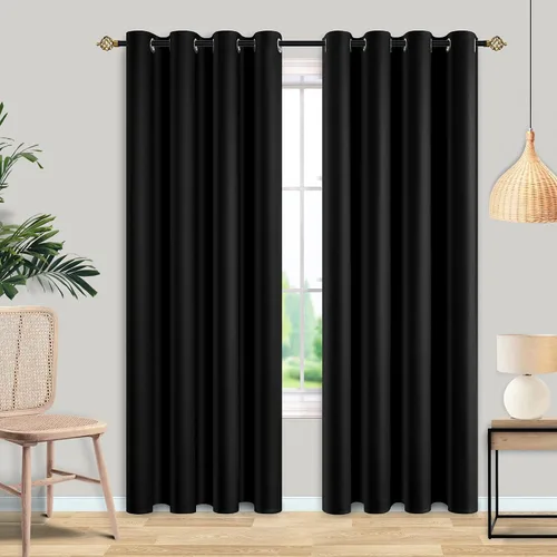 Miniatura 19 de Cortinas y cortinas de poliéster con ojales en la parte superior para oscurecer la habitación, sala de estar con aislamiento térmico