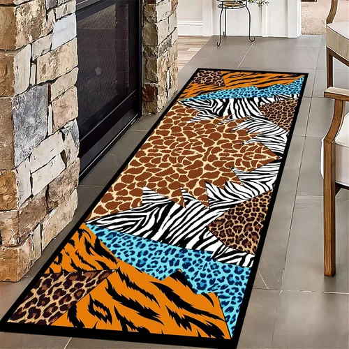 Miniatura 21 de Alfombra de pasillo con estampado de tigre, 2 x 10 pies, alfombra de rayas con estampado de piel de animal, alfombra interior a rayas blancas y 5