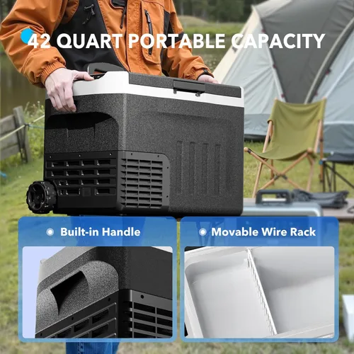 Miniatura 5 de DOGHLY Refrigerador de 12 voltios, enfriador portátil de 42 cuartos de galón de -4 ℉ a 68 ℉, refrigerador de automóvil con compresor de 12 V/24 V CC